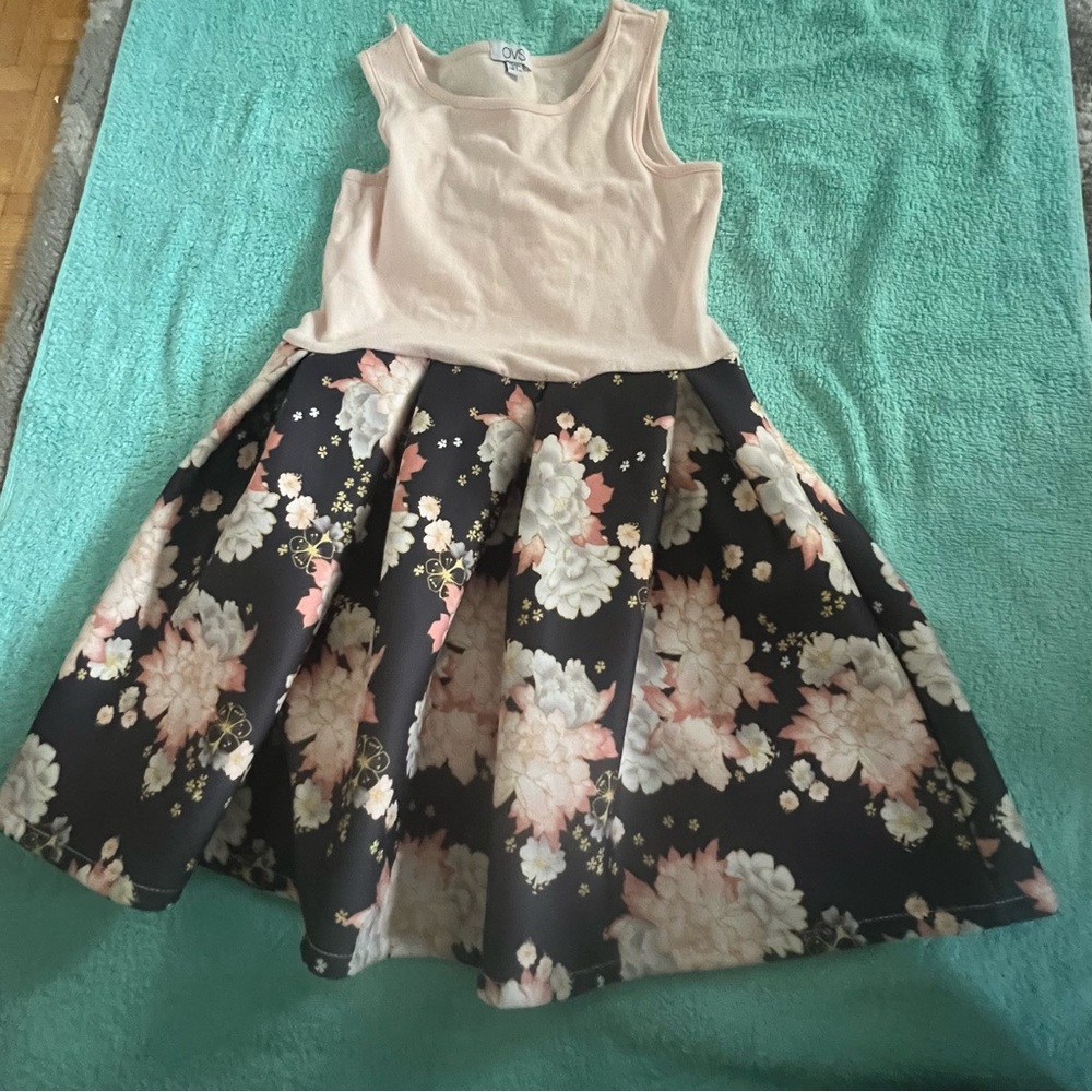 Floral Kids Dress with Cream Top